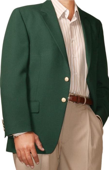 Men’s Green Blazer with Gold Buttons, Four Button Sleeve Dress Casual Sport Coat