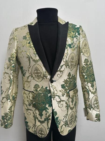 Mens One Button Green Color Blazer