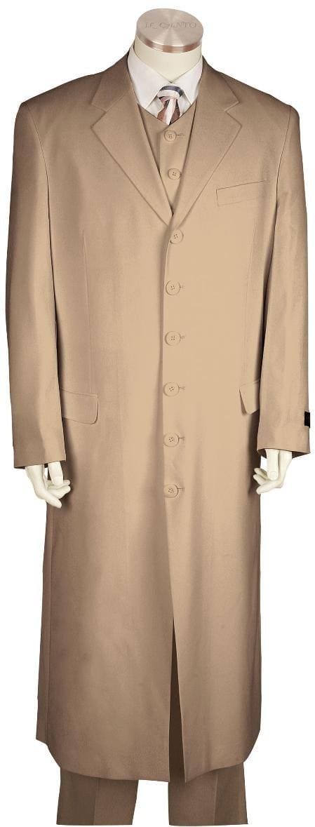 Mens Floor Length Coat Khaki Coat - AlbertoNardoniStore