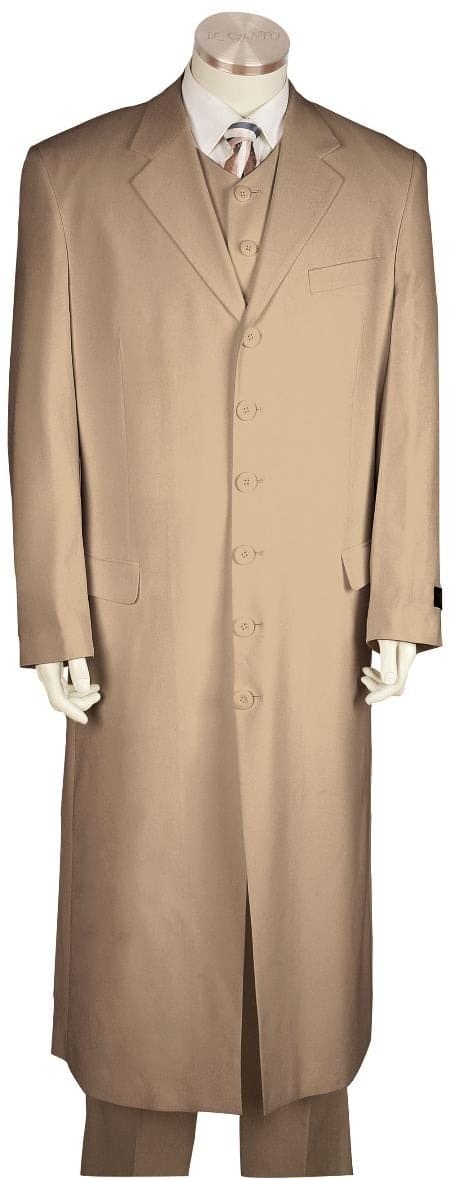 Mens Zoot Suit - Zuit Suit - Khaki Suit - Wedding Four Button Zoot Suit