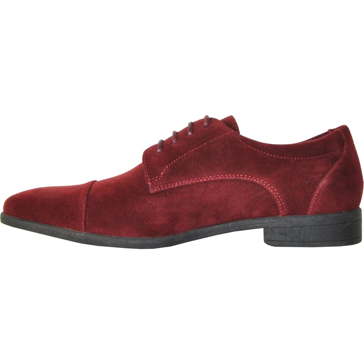 Bravo Mens Formal Suede Style Wedding & Prom Cap Toe Dress Shoe in Burgundy