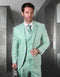 Mens Ticket Pocket Peak Lapel Double breasted Vest 100% Wool Tom Ford Style Modern Fit in Color "Mint" By Statement