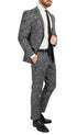 Men's Chicago Slim Fit Black & White Spotted Notch Lapel Suit