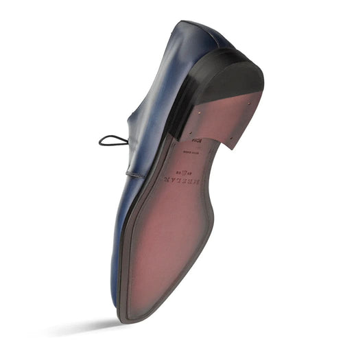 Men's Principe Gray/Blue Patina Leather Derby Shoes by Mezlan – Artistic Calfskin Craftsmanship, Made in Spain