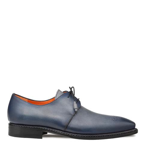 Principe Patina Leather Derby Gray/Blue By Mezlan Made In Spain Brand