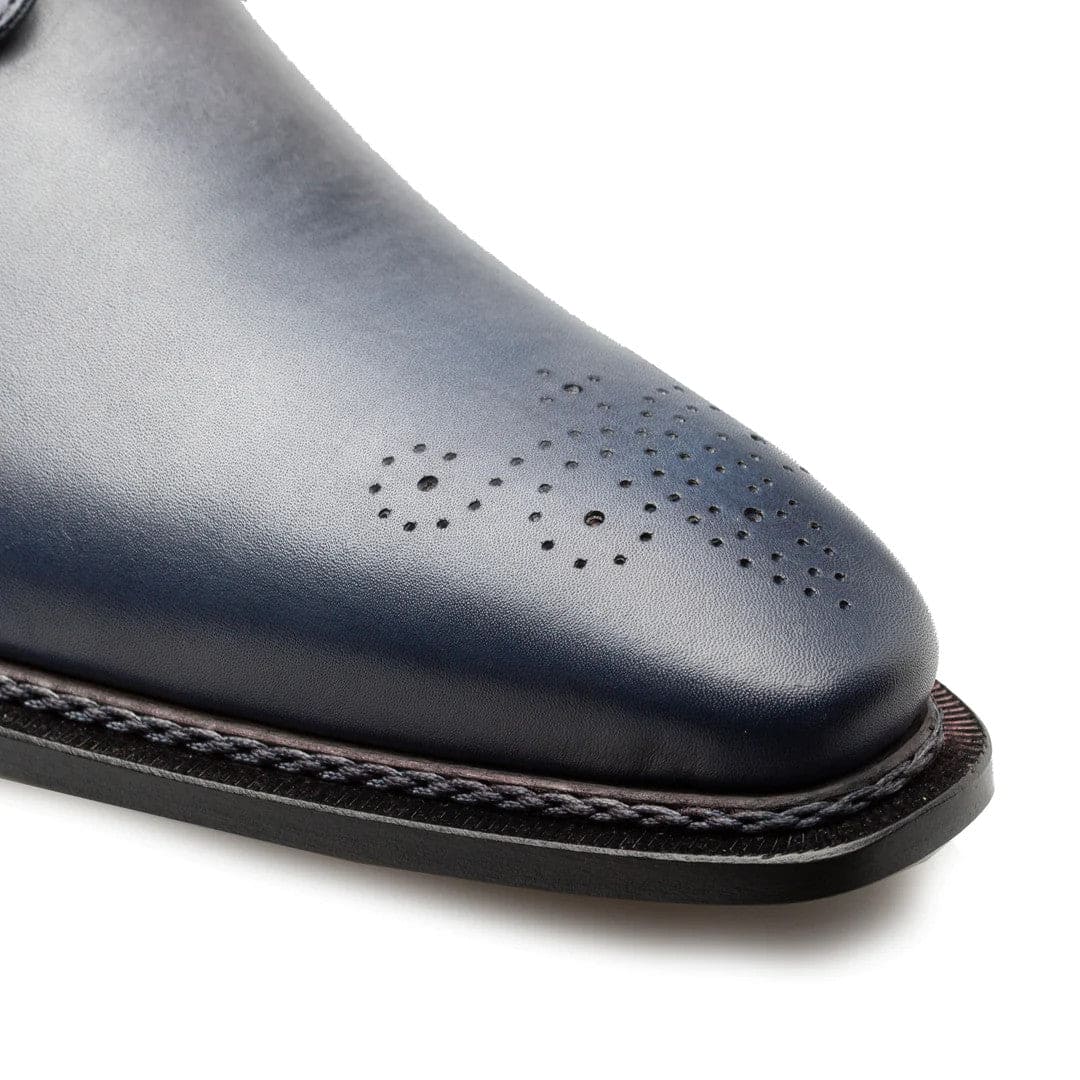 Men's Principe Gray/Blue Patina Leather Derby Shoes by Mezlan – Artistic Calfskin Craftsmanship, Made in Spain