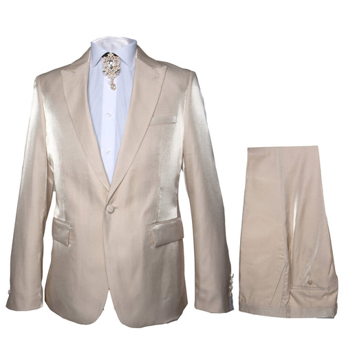 Rossi Man LEO RM1609 – Cream 3-Piece Slim Fit Suit for Men | Sophisticated Formalwear for Special Occasions