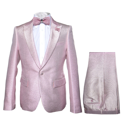 Rossi Man LEO RM1641 – Pink Shimmer Slim Fit 3-Piece Suit for Men
