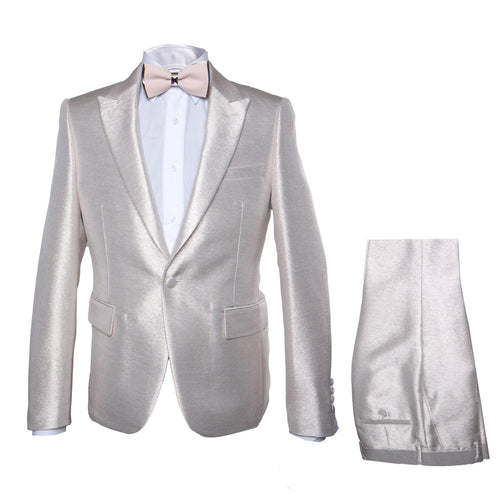 Rossi Man LEO RM1642 – Off-White Shimmer Slim Fit 3-Piece Suit for Men
