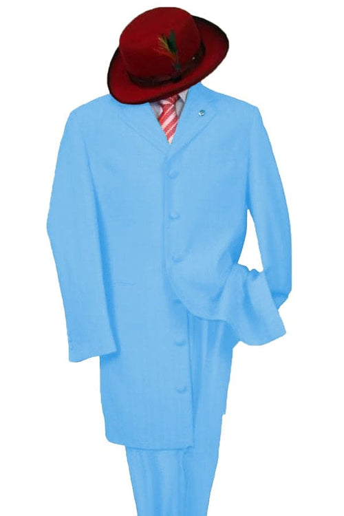 "Sky Blue Classic Long Zoot Suit for Men - 2PC Fashion Set"