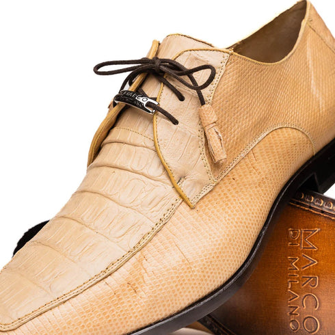 Marco Di Milano Merida Beige Orix Oxfords Lizard & Caiman Crocodile Shoes