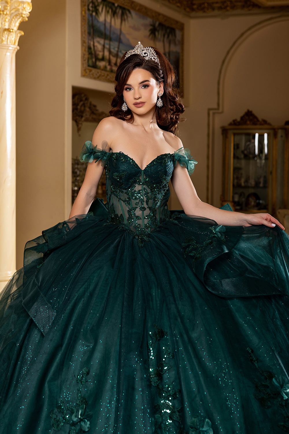 Layla K LK270 Off-Shoulder Floral Applique Ball Gown Quinceañera Dress-New Collection