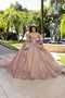 Off-Shouler Sweetheart Corset Beaded Ballgown with Detachable Bow & Train by Layla K LK297
