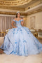 Off-Shoulder Floral Illusion Corset Convertible Ball Gown & Mini Sheath Dress by Layla K LK304