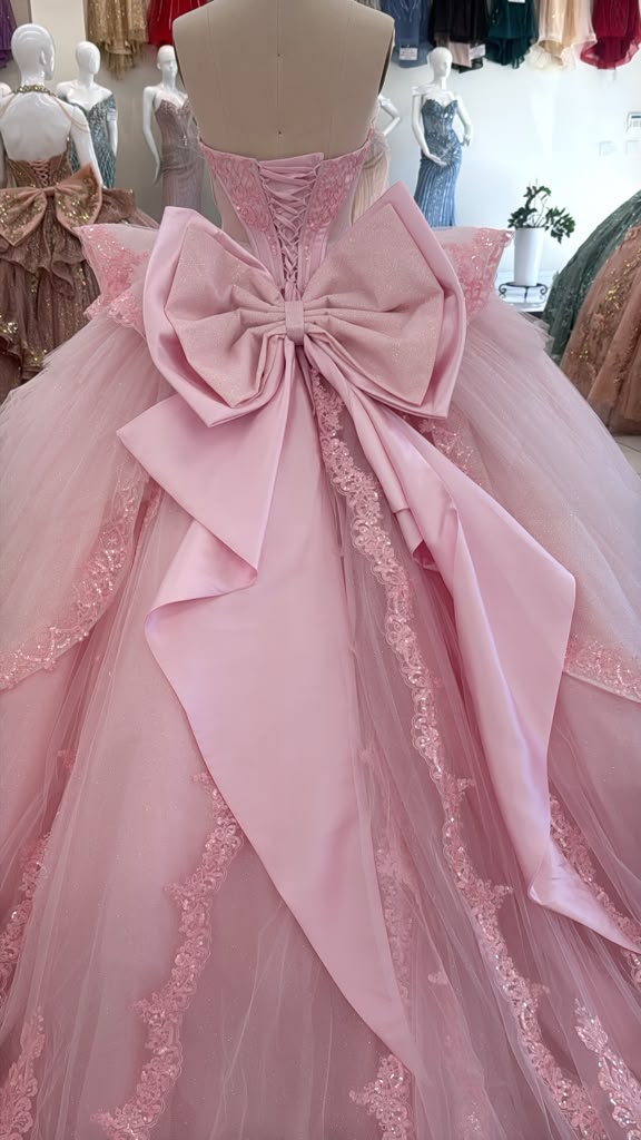Sleeveless Ball Gown with Beaded Sweetheart Bodice, Big Bow & Corset Back by Layla K LK308