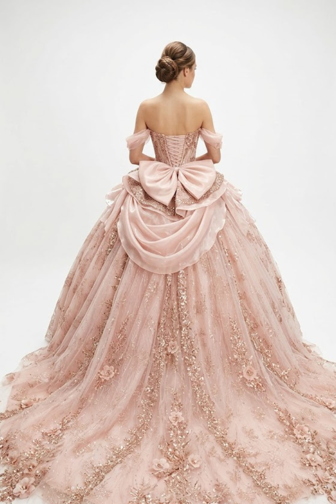 Off-Shoulder Sweetheart Beaded Corset Glitter Ball Gown Quinceañera Dress by Layla K LK313
