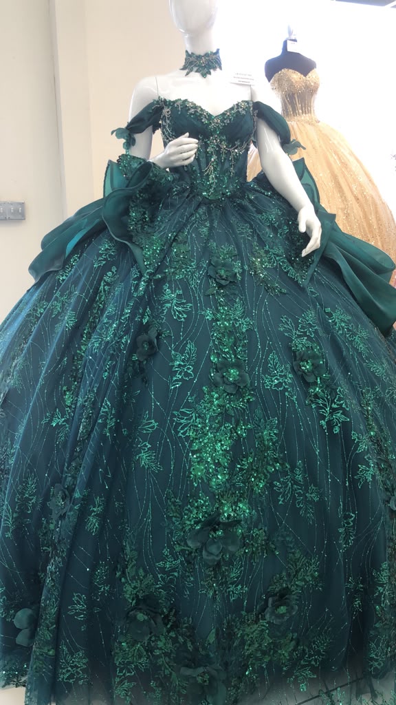 Off-Shoulder Sweetheart Beaded Corset Glitter Ball Gown Quinceañera Dress by Layla K LK313