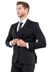 "Black Slim Fit Men's Business & Wedding Suit - One Button Vested"