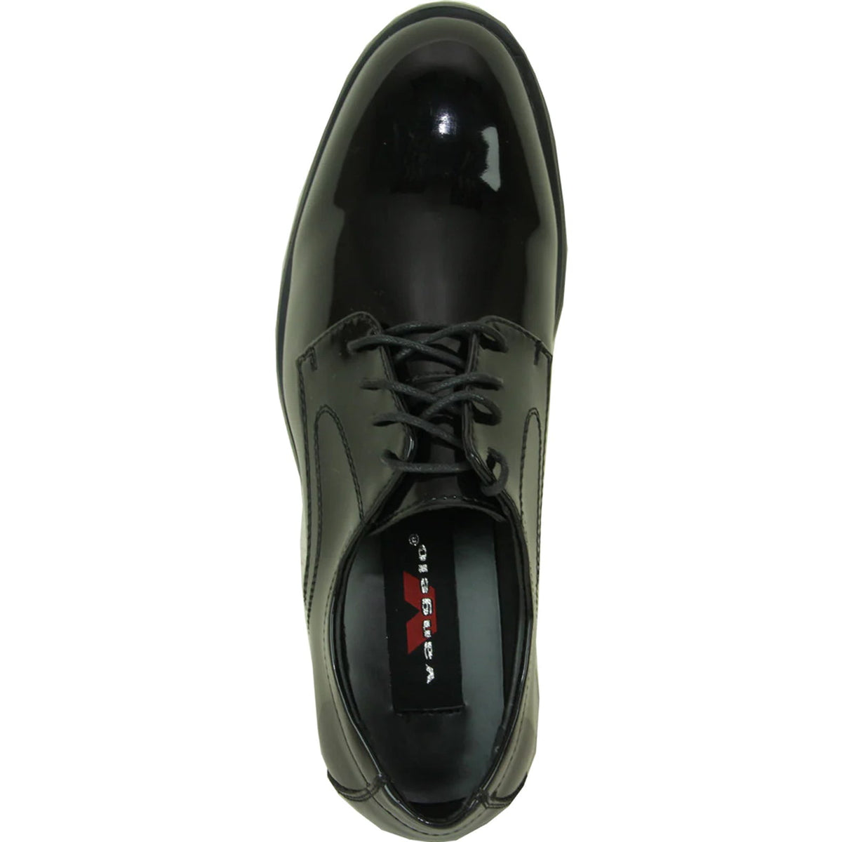 Bravo Mens Plain Round Toe Shiny Patent Tuxedo Shoe in Black