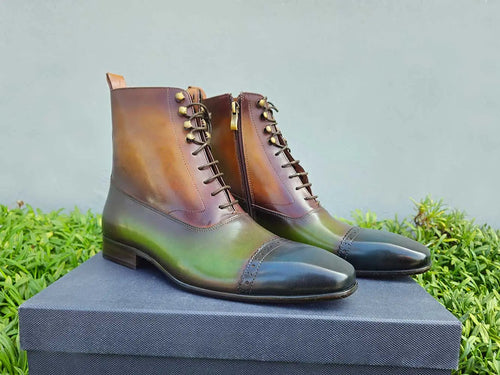 Men's Lace-Up Boots with Side Zip