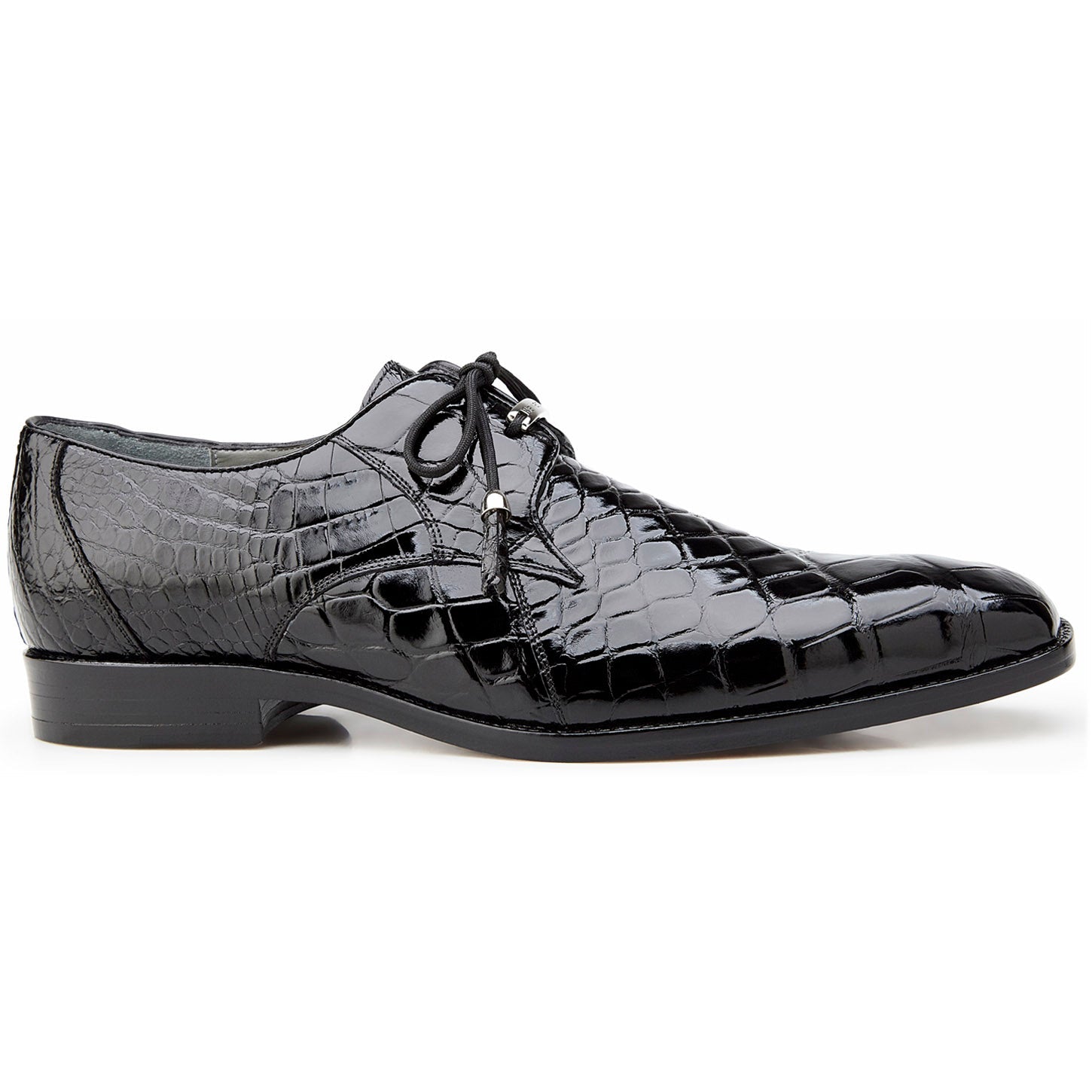 Belvedere Lago Black Genuine Crocodile Dress Shoe