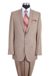 Mens Classic 2PC Pleated Pant Suit with Lapel Stitching in Tan