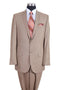 Mens Classic 2PC Pleated Pant Suit with Lapel Stitching in Tan