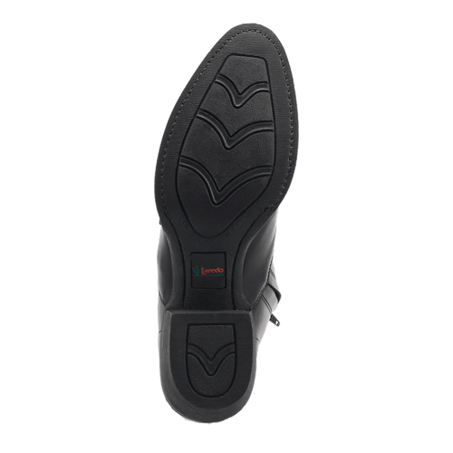 Laredo Men's Fletcher boot in black leather. Structured silhouette with smooth finish. Textured, ridged sole for traction.
