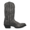 Laredo Harding men's boot: Gray leather upper, tall shaft, pointed toe, raised heel. Black stitching and decorative patterns. Reinforced heel, smooth finish.
