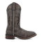 Laredo women's western boot in dark leather. Tall shaft, round toe, and decorative stitching. Stacked heel, pull tab for easy wear.
