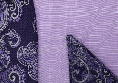 Lavender Dress Shirt Set with Tie and Handkerchief