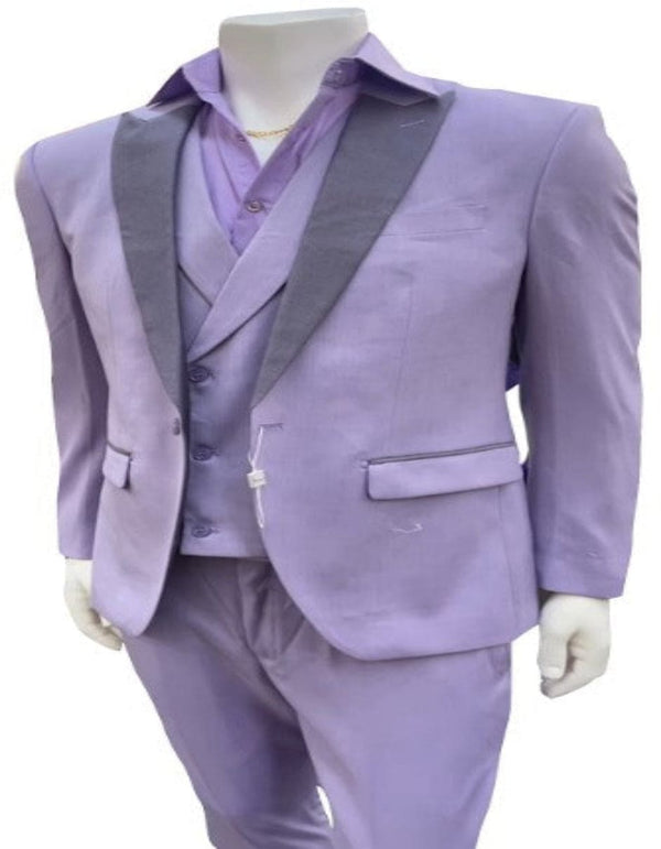 Mens Lavender Prom Tuxedo Suit - Vested Lilac Color Suit