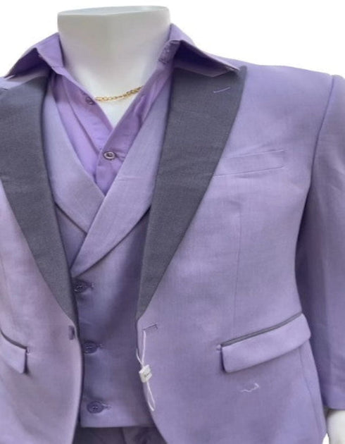 Mens Lavender Prom Tuxedo Suit - Vested Lilac Color Suit