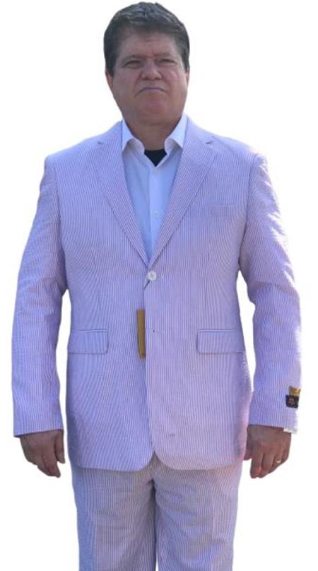 Alberto Nardoni Purple Lavender Seersucker Sear sucker suit 2 button Single Breasted Flat Front Pants Regular Fit Side Vented