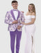 Mens Slim Fit Studded Lapel Paisley Lavender Prom Tuxedo