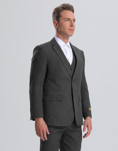 Sears Sucker Suit Black Pinstripe Seersucker Tuxedo - Mens Searsucker Suit - AlbertoNardoniStore