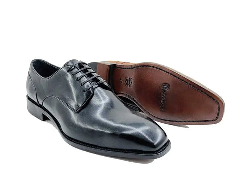 Mens Burnished Plain Toe Blucher with Leather Sole
