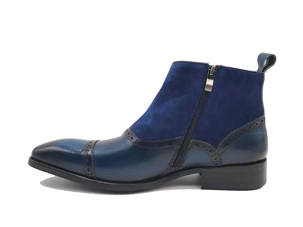 Mixed Media Leather and Suede Slip-On Boot