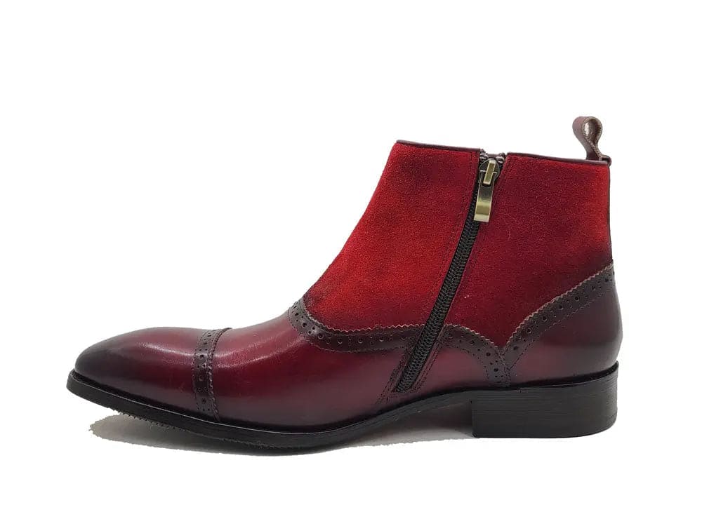 Mixed Media Leather and Suede Slip-On Boot