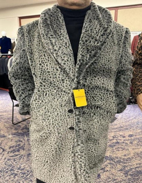 Pimp Coat - Gangster 1920s Look - Leopard Faux Fur Coat With Full Length - Vintage Coat