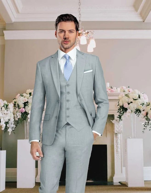 Smoking Traje - Esmoquin - Smoking Para Hombre - Matching Top Collar Light Grey Tuxedo