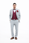 Light Grey With Burugndy Suit Vest and Pants and Bow Tie Package