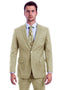 Tan Linen Suit - Men's Two Button Modern Fit Linen Look Light Beige Summer Suit