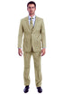 Tan Linen Suit - Men's Two Button Modern Fit Linen Look Light Beige Summer Suit