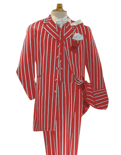 Light Red and White Pinstripe Zoot Suit - Gangster 1920s Pinstripe Suit - Mens  Fashion Suit