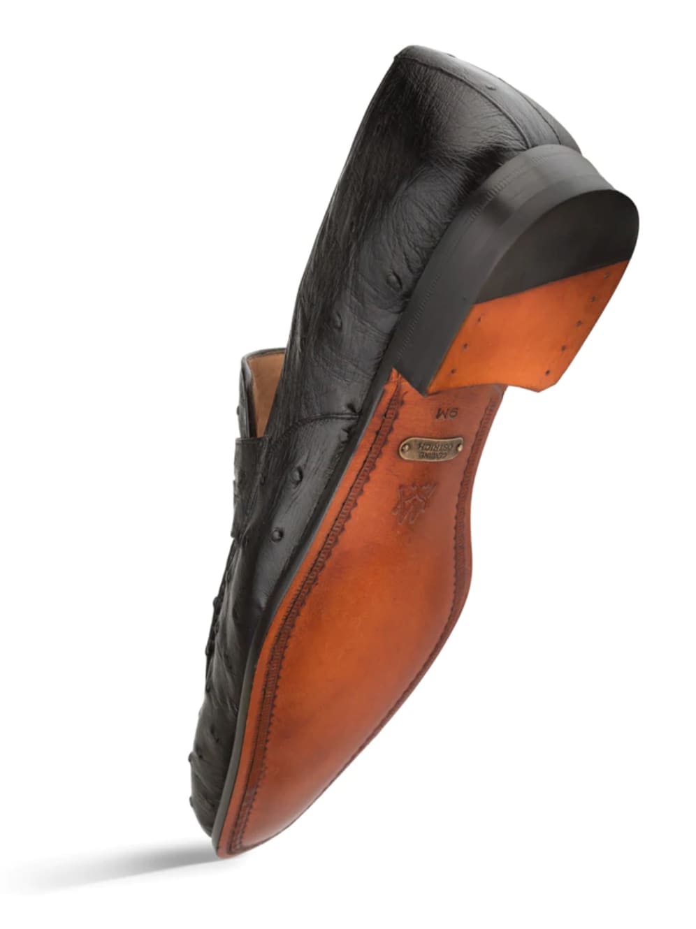 Lisbon Black Ostrich Slip-On by Mezlan – Genuine Exotic Penny Loafer, Made in Spain