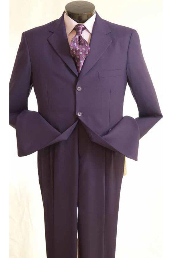 Mens Cheap Purple Suit Mens 3 Button Polyester Fashion Suit in Purple