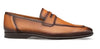 Men's Cognac Deerskin Penny Loafers by Mezlan – Soft Luxury Slip-Ons, Made in Spain