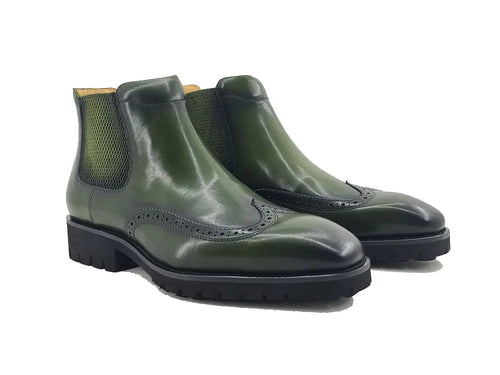 Menâ€™s Lug Sole Wingtip Chelsea Boot