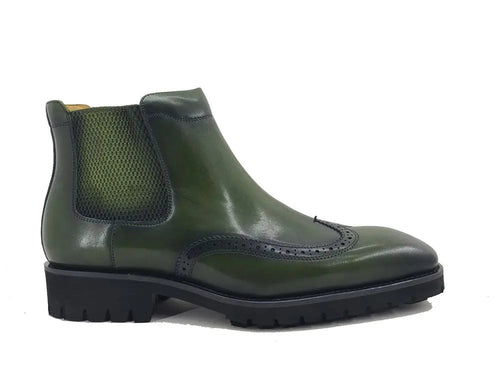 Menâ€™s Lug Sole Wingtip Chelsea Boot